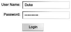 Form with User Name and Password text fields and a Login button.
