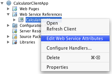 Editing Web Service Attributes