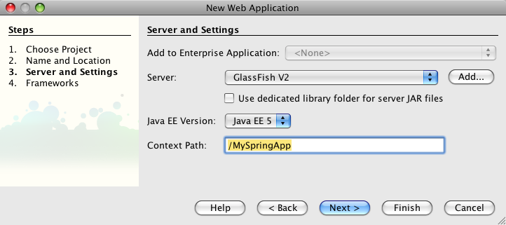 Netbeans 6.5 - Creating a Web Application - Servers and Settings