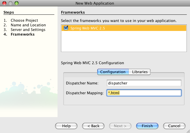 Netbeans 6.1 - Creating a Web Application - Spring dependencies